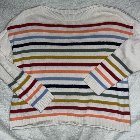 LOFT Sweaters - LOFT Boatneck Multicolored Striped Sweater